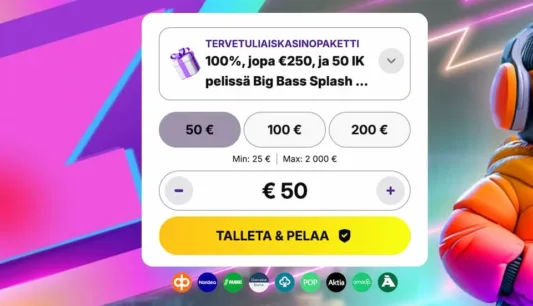 CasinoLoots talletusikkuna ja tervetulobonus