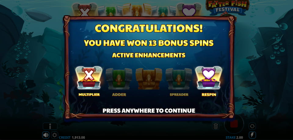 Fatter Fish Festival -pelin bonuskierrokset