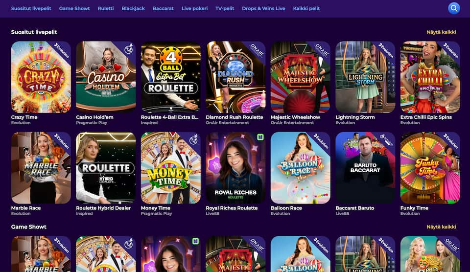 Ruhtinas Kasinon livepelit