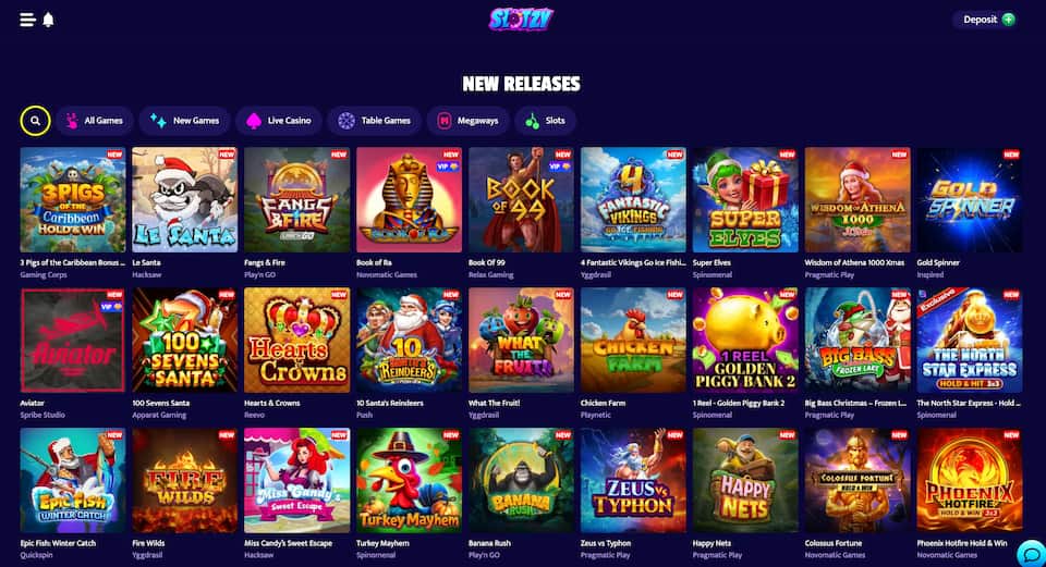 Slotzy Casinon uusimmat pelit listattuna