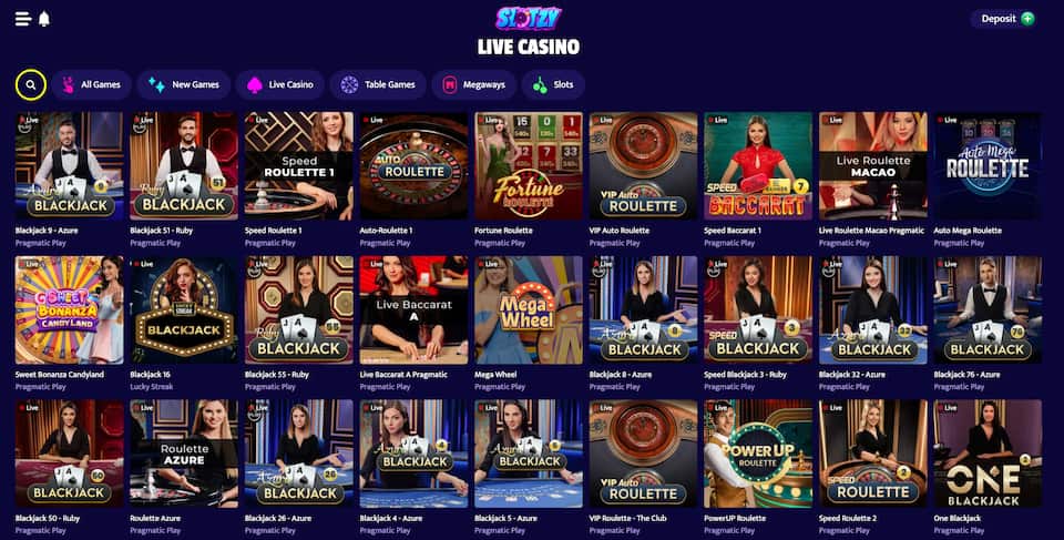 Slotzy Casinon livepelit