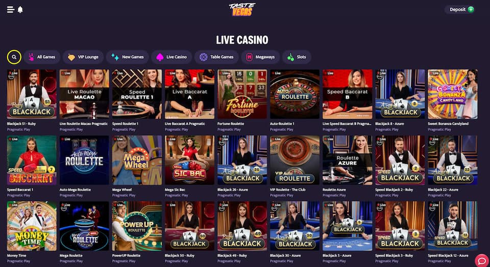 Taste Vegas live casino pelit