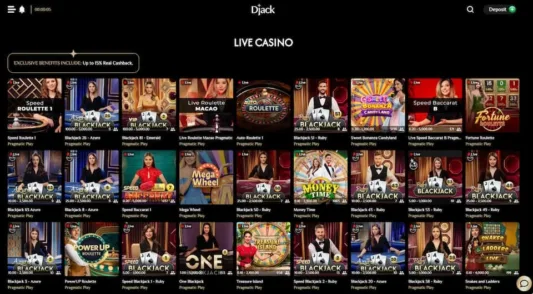 Djack live casino sisältää useita game show -pelejä