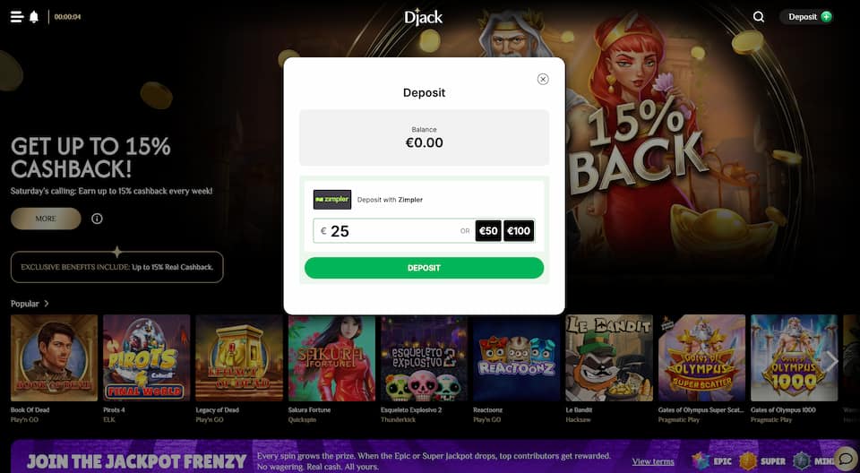 Djack Casinolla pikatalletus Zimplerillä