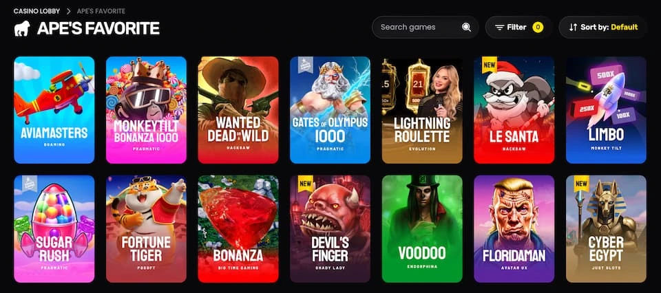 Monkey Tiltin suosittelemat kasinopelit