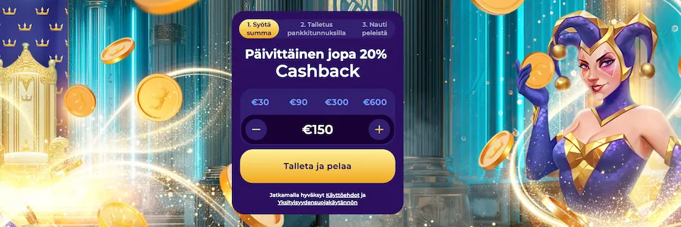 Ruhtinas Casino tarjoaa cashbackin joka päivä