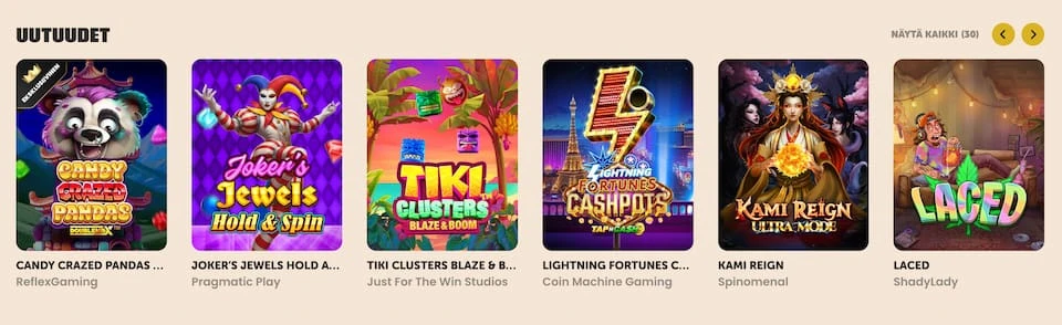 Tykitys Casinon uudet pelit, Tiki Clusters mukaan lukien