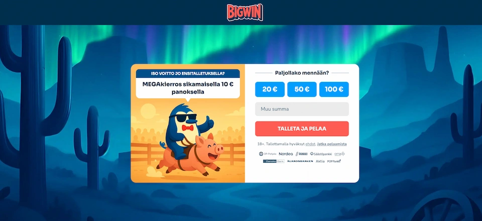 BigWin on pikakasino, jolla on huomioitu suomalaisten pelaajien toiveet.