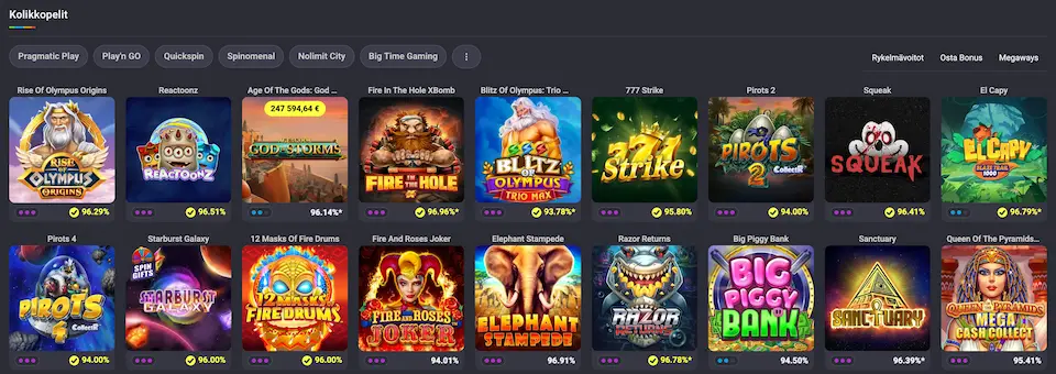 Coolbet Casino sisältää monia tunnettuja kolikkopelejä, mukaan lukien Reactoonz