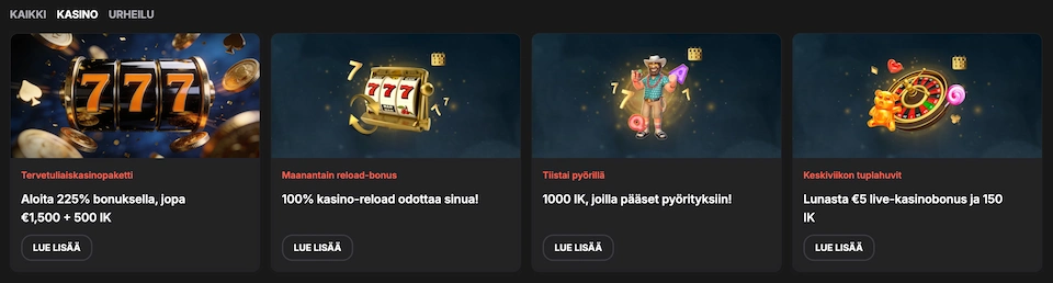 Wettson Casinolta löytyy tarjouksia joka viikonpäivälle