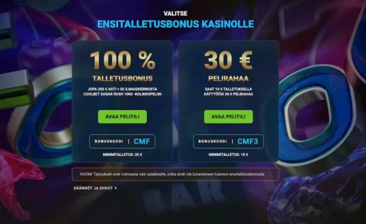 Coolbet Casino tarjoaa tervetulobonuksena kaksi vaihtoehtoa
