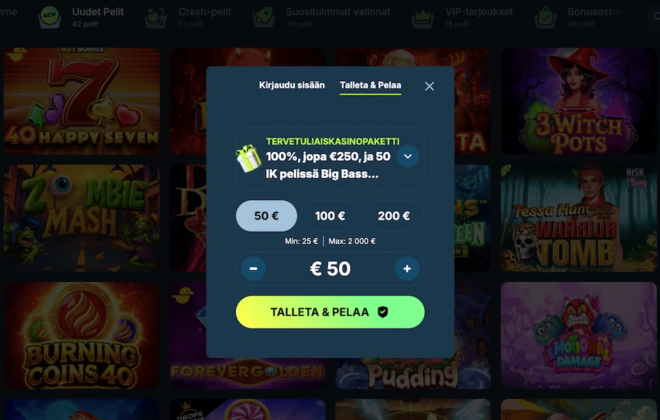 Lolo Casinolla talletus käy Trumon kautta ilman rekisteröintiä