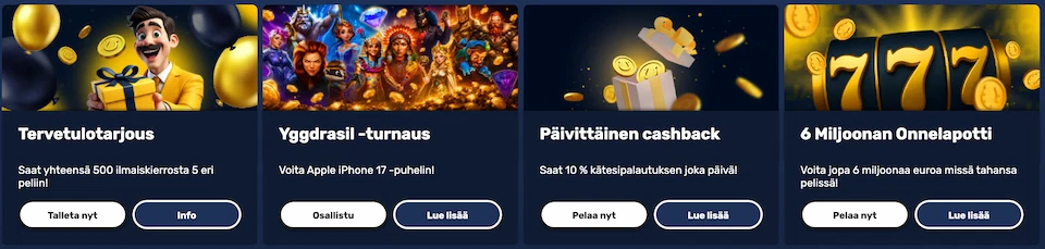 Onnela Kasinolla nähtäviä kampanjoita