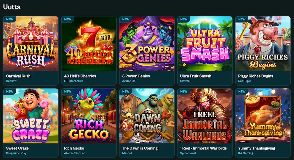 Spinzen Casinon uudet slotit