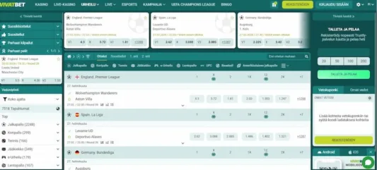 vivatbet vedonlyöntivalikko
