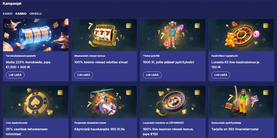 Jasmin Slots tarjoilee monipuolisesti kampanjoita