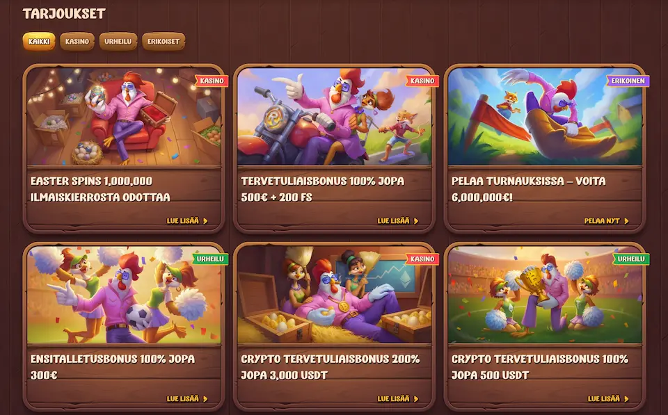 Roostino Casinon kampanjat sisältävät myös kausiluonteisia etuja