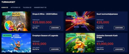 Spintexas Casinolla järjestettäviä turnauksia