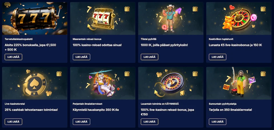 Spintexas Casinon kampanjoita riittää joka viikonpäivälle