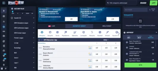 Vegashero vedonlyöntivalikko