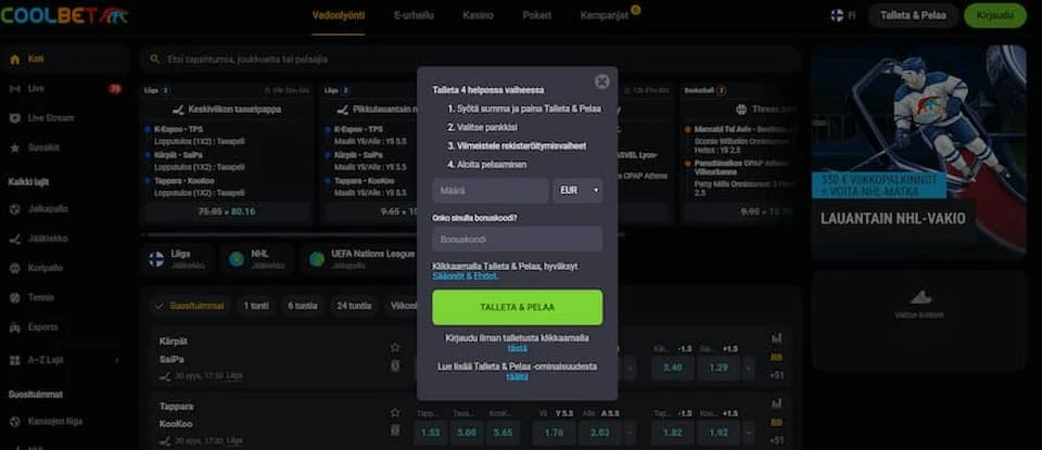 coolbet talletusikkuna