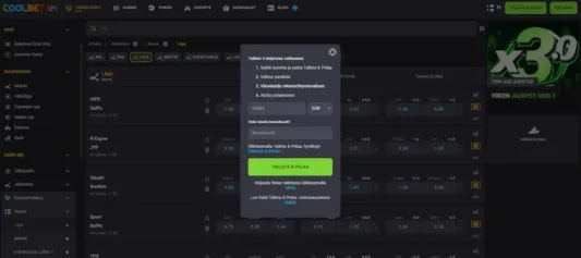 coolbet vedonlyönti talletus