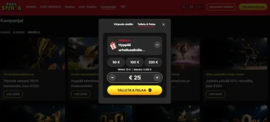 freespinza vedonlyöntibonus