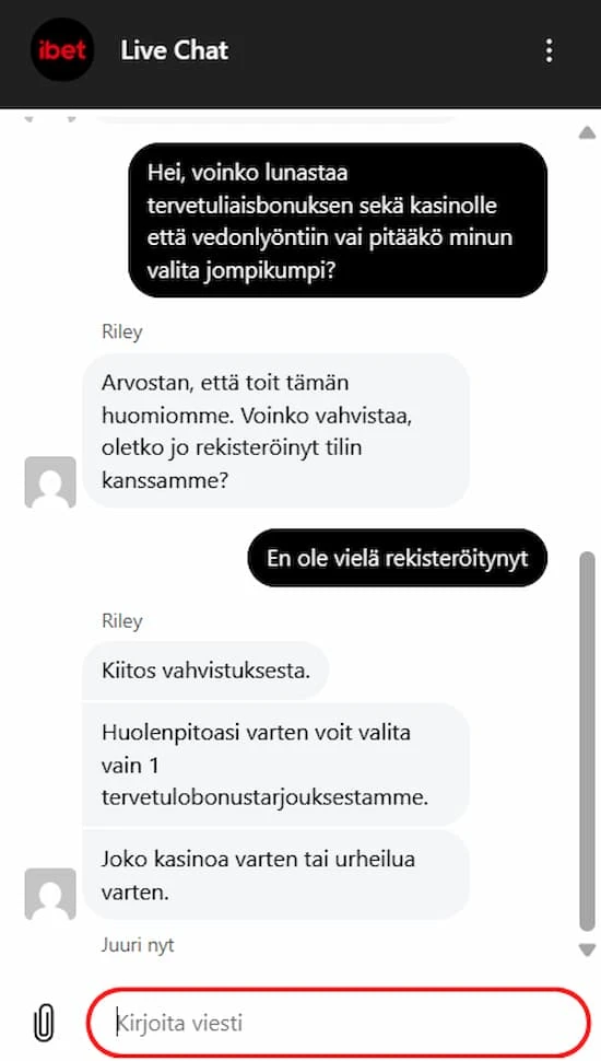 ibet live chat