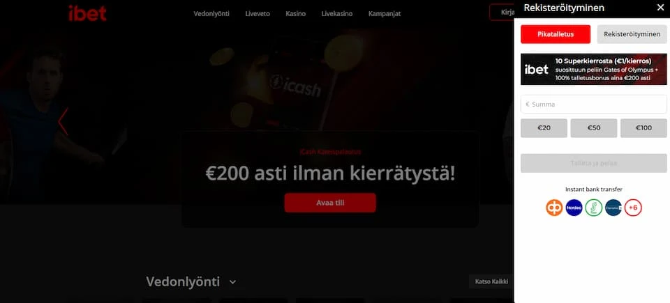 iBet talletusikkuna