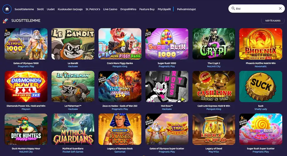 Lysa Casinon suositellut pelit