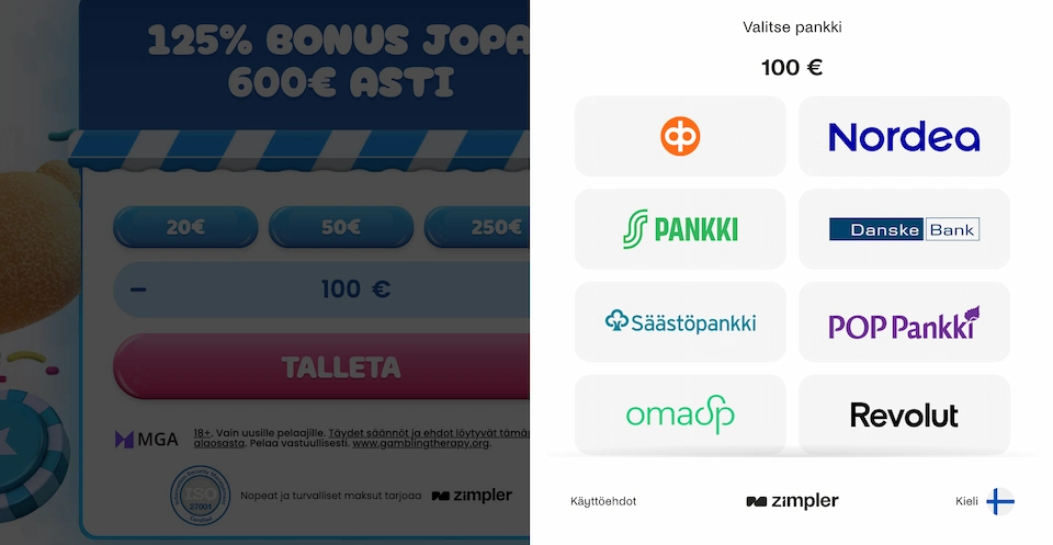 Munkki Kasinolle 100 euron talletus verkkopankista