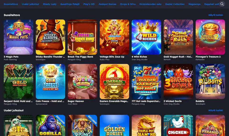 Panosta Kasinon suosittelemia kasinopelejä