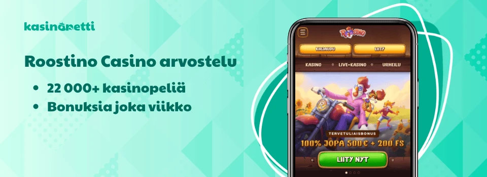 Roostino Casino sisältää rutkasti pelejä ja bonuksia