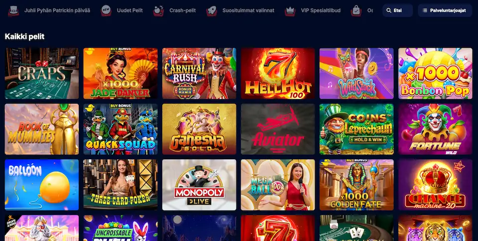 SpinTexas Casinon kaikki pelit