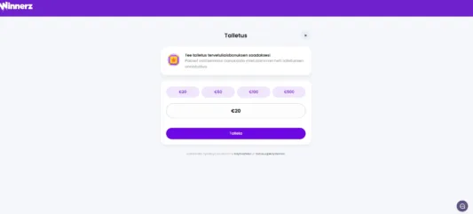winnerz vedonlyönti talletus