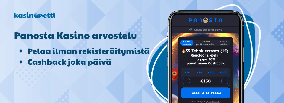 Panosta Kasinolla pääsee pelaamaan ilman rekisteröitymistä