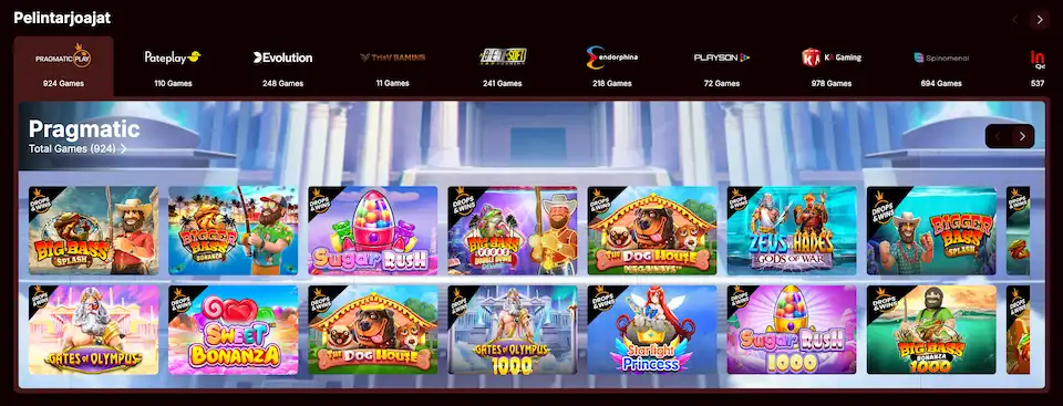 PiratePots Casinolla kolikkopelejä voi selata pelintarjoajan mukaan
