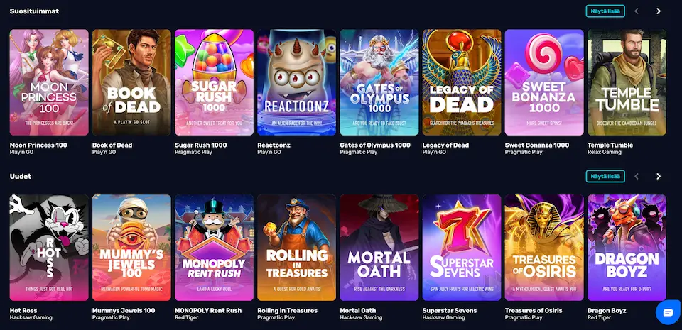 SuperOnni Casinon suosittuja pelejä