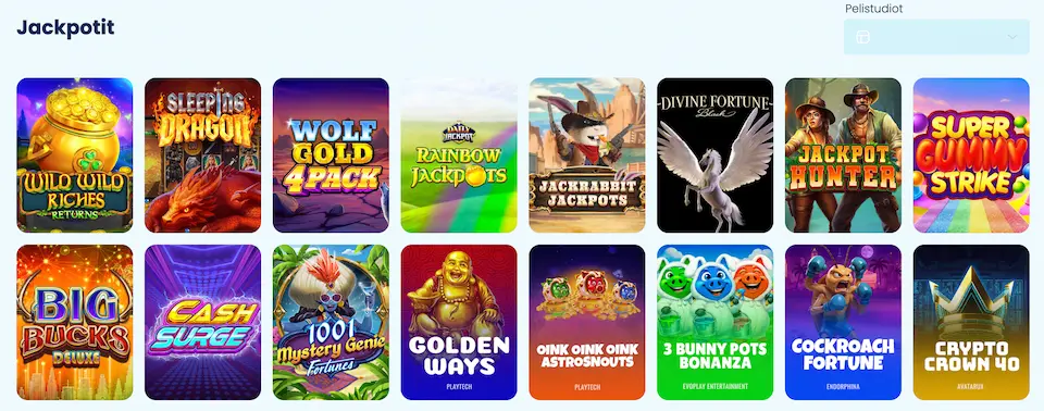 Taika Spinni Casinon jackpot-pelit