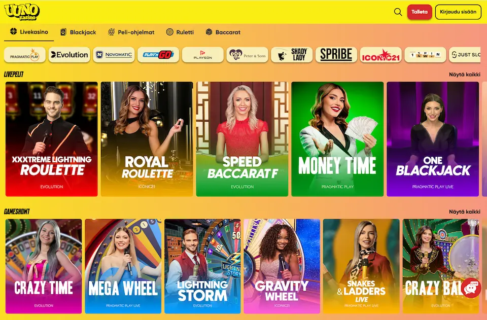 Uuno Kasinon livepelit