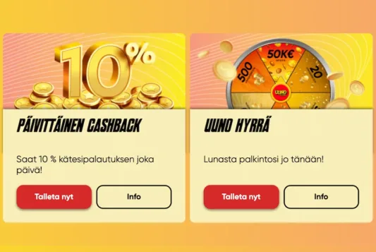 Uuno Kasinon cashback ja palkintoja