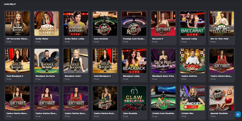 HupiSlots Casinon live-pelit