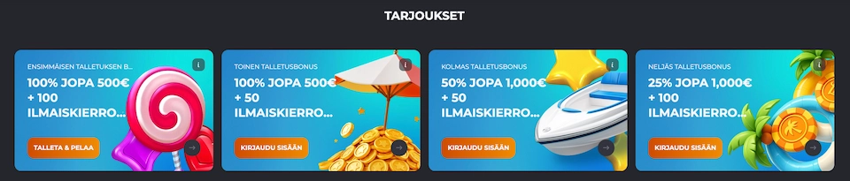 Huplslosin neljään osaan jakautuva talletusbonus uusille pelaajille