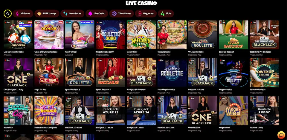 Huzzlin livekasinon pelit