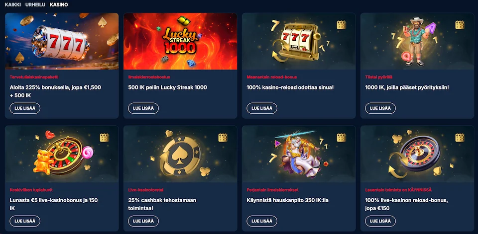 Kudosbet Casinolla tarjoattavat kampanjat