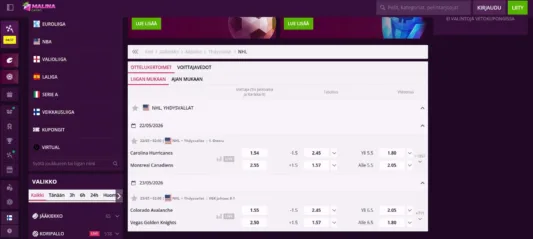 Malina Casino vedonlyönti