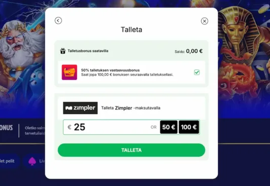 Quickz Casino tarjoaa nopeat Zimpler-talletukset