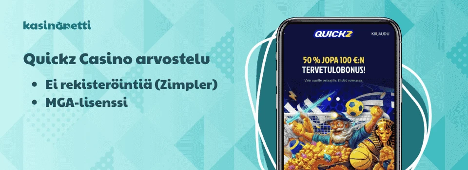 Quickz on Zimpler Pay N Play -kasino, jonka valtteihin kuuluu viikoittainen cashback