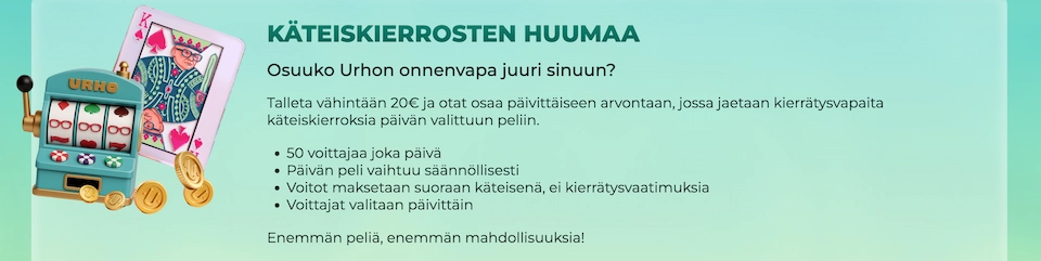 Urho Kasinolla jaetaan kierrätysvapaita ilmaiskierroksia