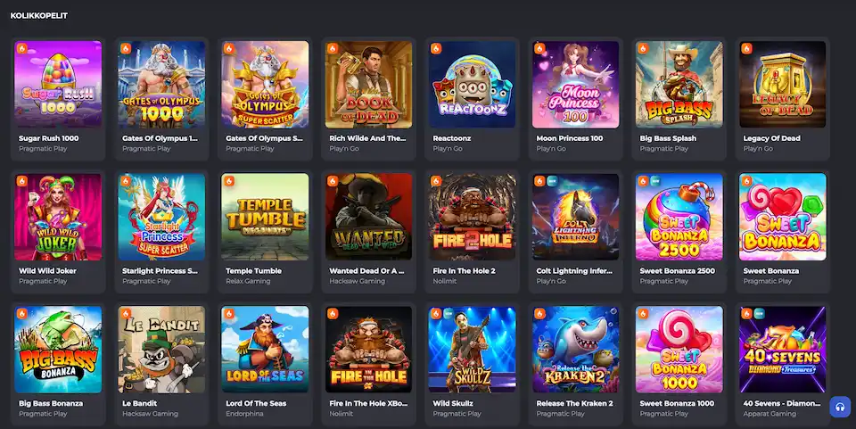 Voom Casinolla tarjottavia kolikkopelejä